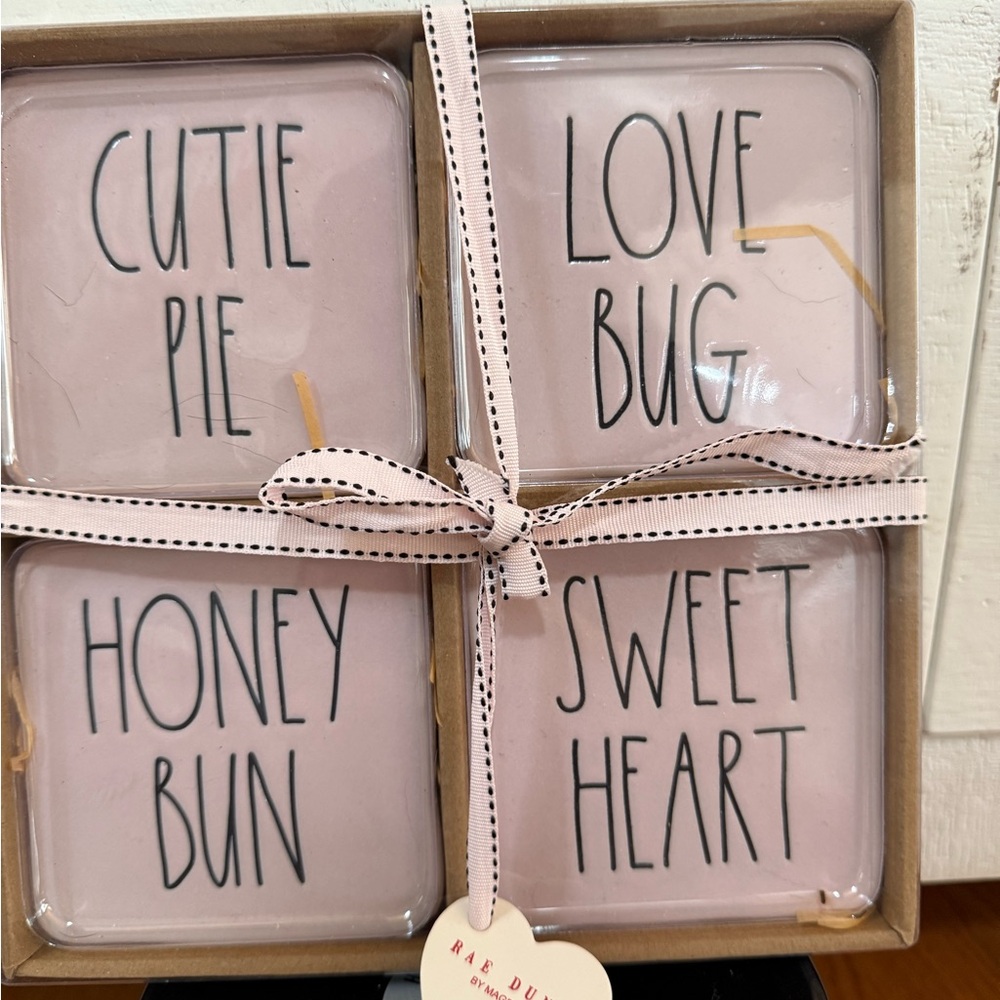 Rae Dunn Pink Coaster Set